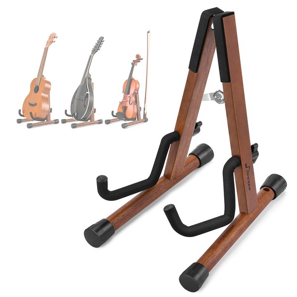 Donner Wood Ukulele Stand Mini Guitar Stand for Small Musical Instruments，Violin Stand with Bow, Mandolin Floor Stand Folding A Frame Holder for Concert Soprano Tenor Ukulele，Banjo