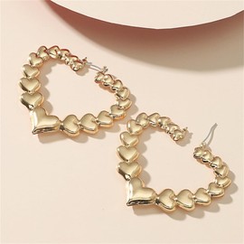 Gold Plated Heart Hollow Hoop Earrings Exaggerated Chunky Hoop Earrings Hip-hop Statement 90s Jewelry Gifts for Women-Heart