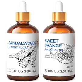 HIQILI HIQILI Sandalwood Essential Oil and Sweet Orange Essential Oil, 100% Pure Natural for Diffuser - 3.38 Fl Oz
