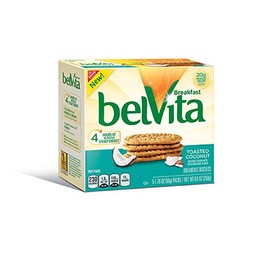 belVita Toasted Coconut Breakfast Biscuits, 6 Boxes of 5 Packs (4 Biscuits Per Pack)