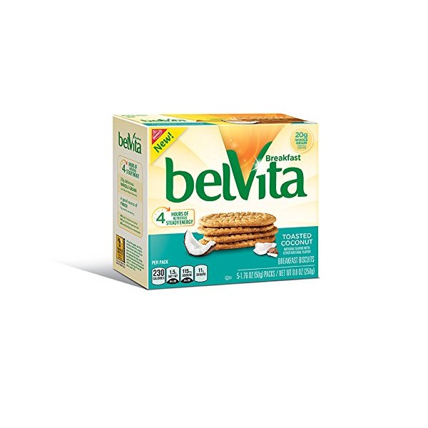 belVita Toasted Coconut Breakfast Biscuits, 6 Boxes of 5 Packs