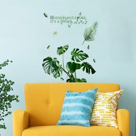 WOHAHA Wall Sticker, House Plants, Stylish, Green Plants, Tortoise Bamboo English, Home is not a place Wallpaper Sticker, Removable, Stylish, Scandinavian Monotone, Wall Decor, Wall Decoration, For