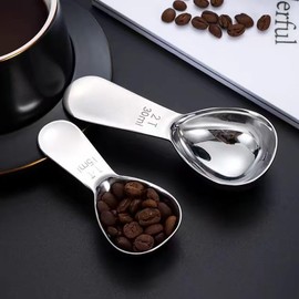 CLVEDU 2Pcs Stainless Steel Coffee Scoop, Durable Coffee Spoon Set 1 Tablespoon & 2 Tablespoon, Measuring Spoon Set for Ground Coffee