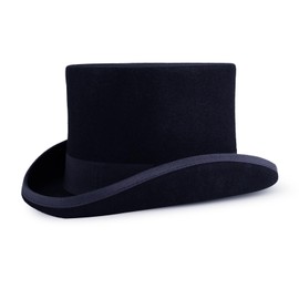 Punctualgood Wool Felt Top Hat Victorian Mad Hatter 6" Magic Hat Gentlemen Performing Jazz Caps Navy Blue