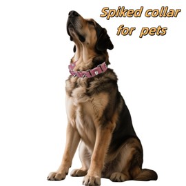 Adjustable XL Spiked Dog Collar Soft Pu Leather Rivet- Padded Spike Collar for Small Breed Dogs, Stylish & Durable Boy/Girl Big Dane Pet Collars with Safety Spikes（Black）