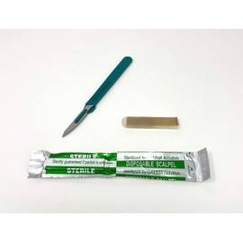 Disposable Scalpels Sterile Surgical Blade Size 36 Stainless Steel with Plastic Handle & Metric Line Individually Foil Wrapped Box of 100