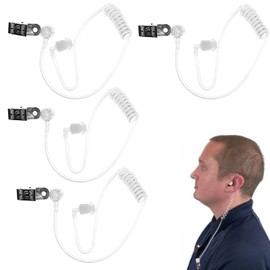 Vierone 4-Piece Secret Agent Accessories Security Earpiece Fake Ear Piece Costume Prop Replacement Acoustic Tube for 2-Way Radio Audio Headsets