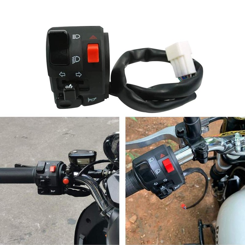 HANSWD 7/8" 22mm Motorcycle Handlebar Left Switch Crackle High Beam