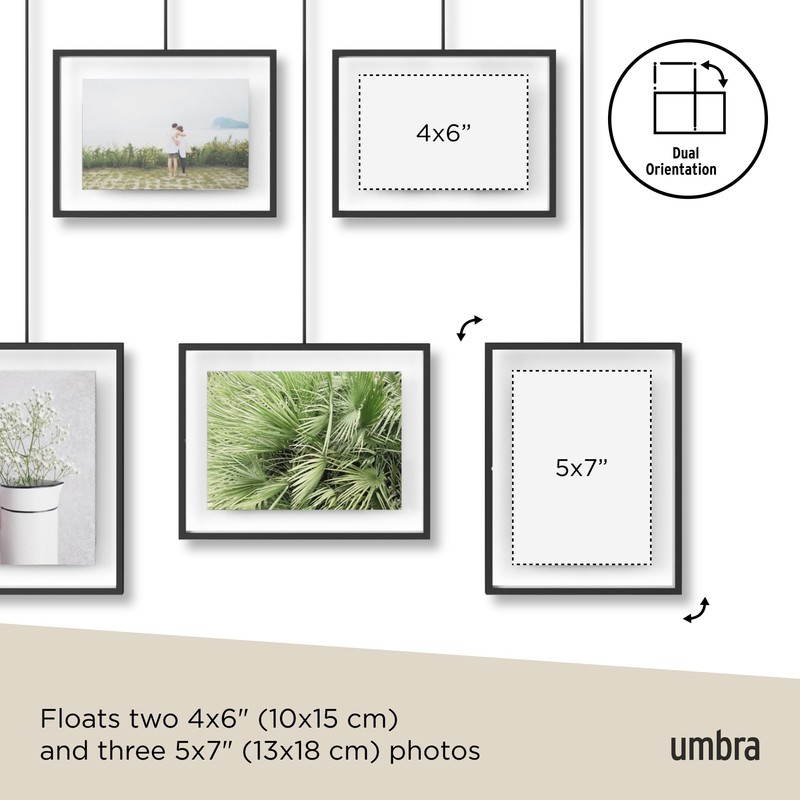 Umbra Exhibit Picture Frame Gallery Set, Adjustable Wall Collage Displays