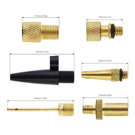 Tobefore Ball Pump Adapter with DV/SV/AV Valve Adapters, Ball Pump Needle, Brass& ABS Tapered Inflatable Nozzles for Bike Valve Adapter, Ball Pump, Inflatable Equipment 6PCS