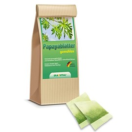 Papaya leaves and papaya stems ground and portioned in filter bag without additional additives in 120 sachets