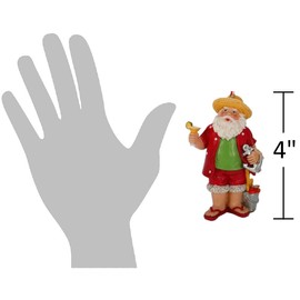 The Bridge Collection Beach Bum Santa Claus Ornaments - Set of 2 - Beachy Christmas Tree Ornament for Coastal Decor - Beach Life, Christmas at The Beach, Christmas Vacation