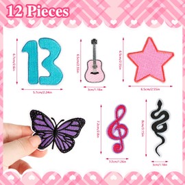 Rukoy 12 PCS Music Iron on Patches for Girls, Sew on Patches 13 Guitar Note Star Embroidered Applique Patches for Clothes Jackets Hats Bag, Decorative Patches Music DIY Accessories