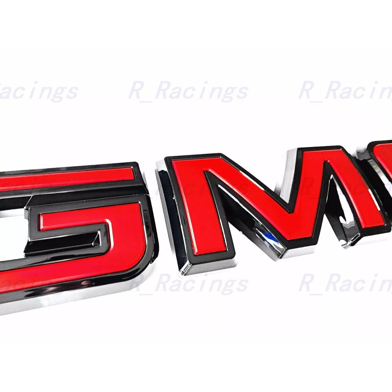 Auto Front Rear GMC Black Red Emblem Overlay 2019-2025 GMC