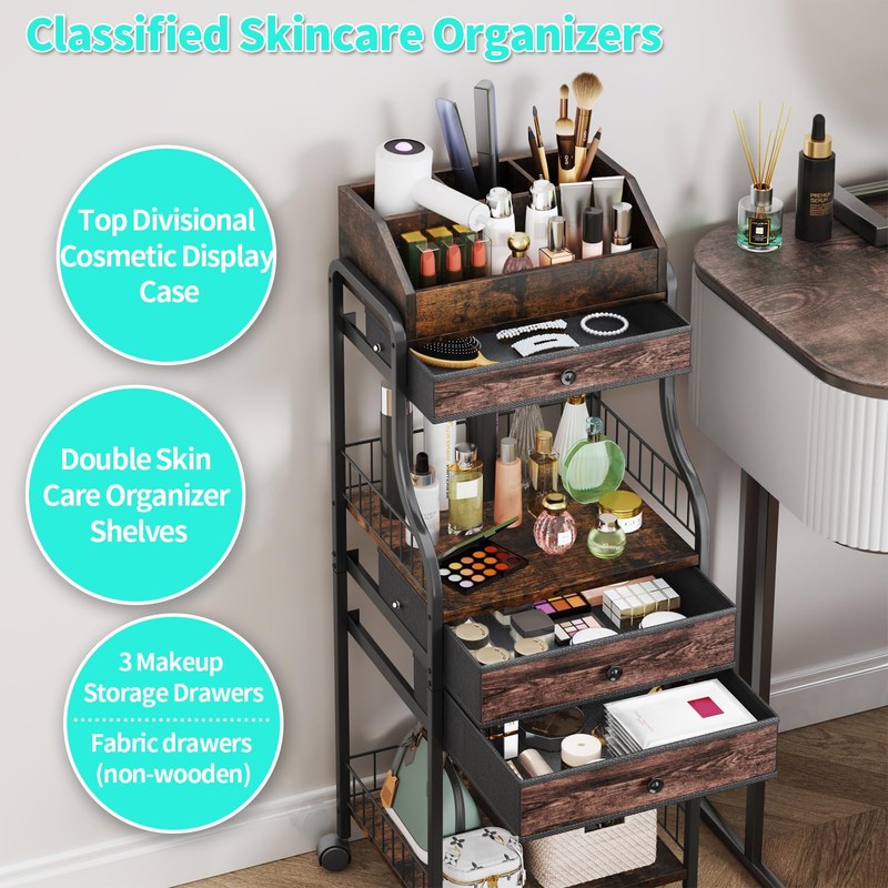 HapiRm Floor Makeup Organizer Storage - Vanity Skincare Make Up