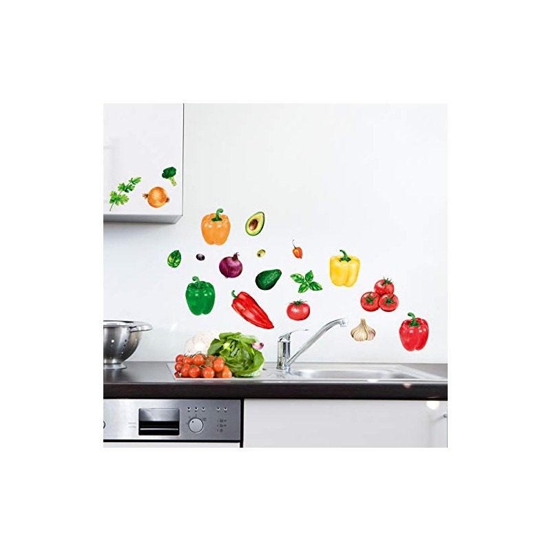 Sunnywall Wall Sticker Kitchen Enjoyment 21 Vegetables Watercolour Motifs