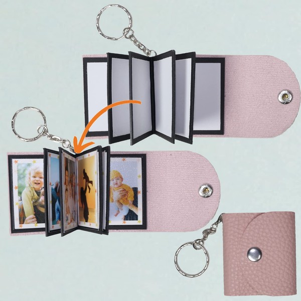 Mini Photo Keychain, DIY Small Custom Leather Memory Photo, Picture