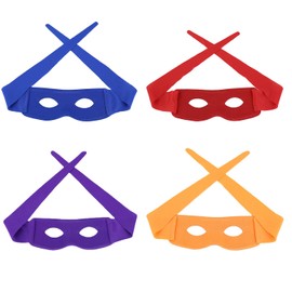Lezevn 4pcs Ninja Style Face Mask Multicolor Adjustable Half Masks Superhero Cosplay Party Dress up Accessories
