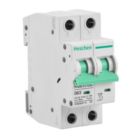 Heschen DC Miniature Circuit Breaker, HSB7L-DC, 2 Pole, DC 12-110V 63A, Type B, 6kA Switching Capacity, 35 mm DIN Rail Mounting