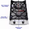 Eascookchef 2-Burners Gas Cooktop 12in Eascookchef Tempered Glass NG/LPG Convertible