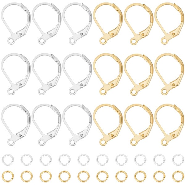 Beebeecraft 1 Box 20Pcs Leverback Earring Findings 24K Gold &