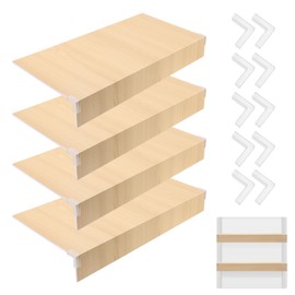 4PCS Wire Shelf Cover 24" L x 12" W PVC Wood-Like Wire Rack Covers Faux Wood Shelf Liners for Pantry Bathroom Kitchen