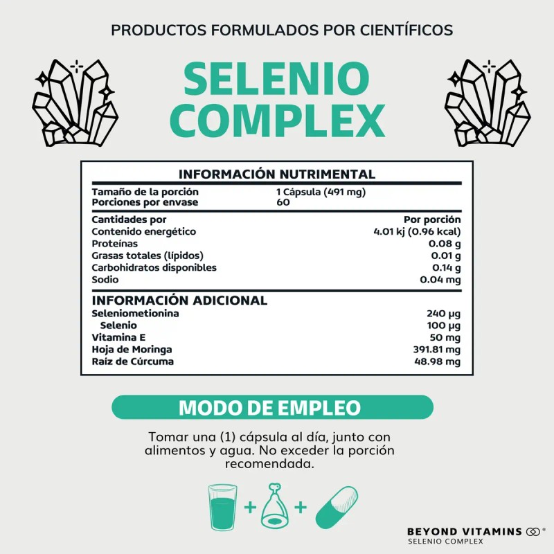 Selenio Seleniometionina 240mcg Vitamina Moringa Raíz Cúrcuma Capsulas Curcuminoides 100