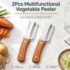 2Pcs Vegetable Peeler with Wooden Handle, Odor-Free Stainless Steel Multi
