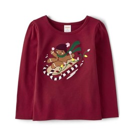 Gymboree,and Toddler Embroided Graphic Long Sleeve T-Shirts,Gingerbread Cabin,8