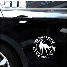 Car Sticker Belgian Malinois Sticker 15 cm (5.9 Inch) Malinois Warning Sign Sticker Belgian Malinois You Might Get In But You Won't Get Out Warning Sign Sticker Bumper Car Window Decor