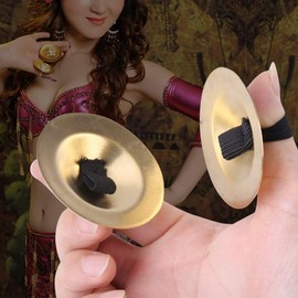 HEEPDD 1 Pair Finger Cymbals, 2in Brass Belly Dancing Finger Dance Finger Zills Belly Dance Rhythm Maker for Dancer Evening Party Adults Children Kids