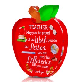 D4DREAM Teacher Appreciation Gifts for Women Men Thank You Teacher Gift 4" Teacher Appreciation Keepsake Gifts Teacher Apple-Shape Acrylic Keepsake Paperweight Appreciation Gifts from Students