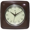 Infinity Instruments Square Retro Wall Clock, Mahogany, 9.25"