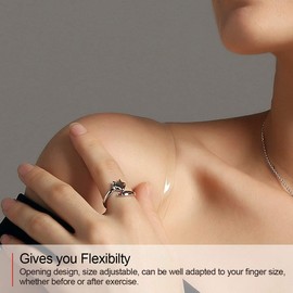 Jewboo S925 Sterling Silver Women Fox Tail Open Rings Fine Jewelry Inlaid Red Cubic Zirconia Gift