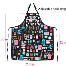 FUSTMW Dentist Apron Dental Gifts You Don't Scare Me I'm A Dentist Cooking Kitchen Chef Housewarming Apron with Pockets (Dentist Apron)