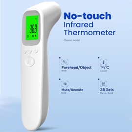 No-Touch Forehead Thermometer for Adults, Infrared Digital Thermometer for Kids, Touchless Baby Thermometer, Accurate Reading with LCD Display for Home Use Family Healthcare Temperature Measurement
