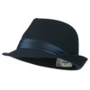 Fedora with Pleated Satin Band - Navy OSFM