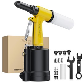 AMTOVL Pneumatic Riveter - 3097LBF/3097LBF Pulling Pneumatic Rivet Gun, Heavy-Duty Air Pop Riveter (3097LBF Pulling Pneumatic Riveter, Yellow, 3/32", 1/8", 5/32", 3/16" Capacity)