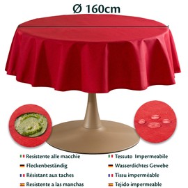 Outdoor Tablecloth Washable Round Diameter 160 cm Red Garden Tablecloth Tablecloths Weatherproof Oilcloth Tablecloth Table Cloth Made in Italy for Outdoor Use Tablecloth