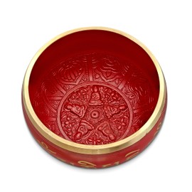 Sarveda Tibetan Singing Bowl Set | Sacred Mantra Bowls | (Red 4 Inches)