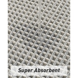 Upgraded Waffle Bath Mat, Super Absorbent Non Slip Bath Mats for Bathroom Floor, Machine Washable Bathroom Rugs with Tassels, Rubber Backed Bathroom Mats, Ultra Soft, 20" x 32",LightGrey & Cream