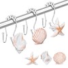 Shower Curtain Hooks Rings, 12PCS Anti Rust Seashell Decorative Double