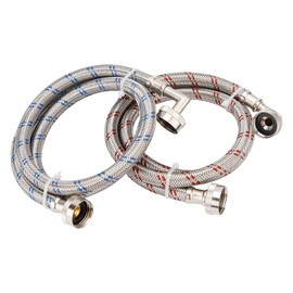 Solimeta Stainless Steel Washing Machine Hoses with 90 Degree Elbow, Burst Proof Hot and Cold Water Connection Inlet Supply Lines for Washer, 4Ft
