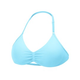 YEOREO SoftHue Impact Strappy Halter Bra for Sports Women Workout Padded Gym Yoga Bra, Light Blue, X-Large