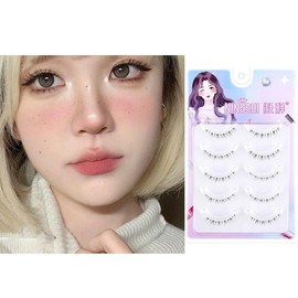 5 Pairs Korean Lower Eyelashes 3D Natural Look Comic Eyelashes with Soft Transparent Band Tie Short Lower Eyelashes Cosplay Anime Eyelashes Little Devil Eyelashes Beauty Eye Extension Tool