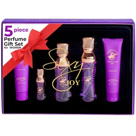 Beverly Hills Polo Club BHPC Perfume Gift Set for Women | 5 Piece Eau de Toilette Body Mist Cream Shower Gel Fragrances (Joy)