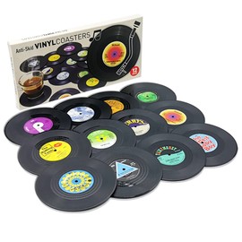 wongwongcat Coasters, Retro CD Record Coasters for Coffee Drinks Tableware Non-Slip Coasters (Pack of 12)
