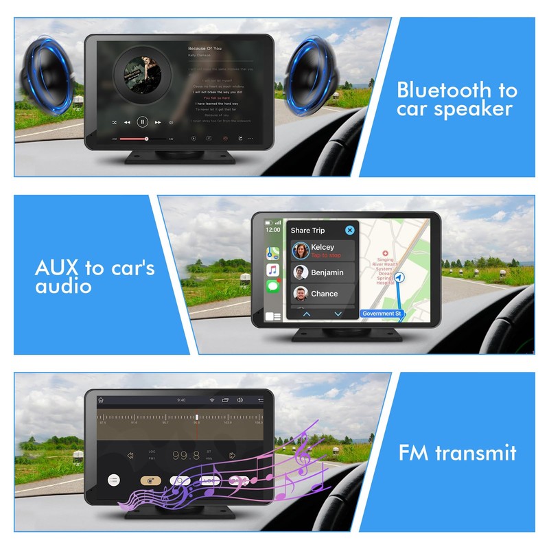 Capapro 7" HD Portable Carplay Wireless Touch Screen Double Din