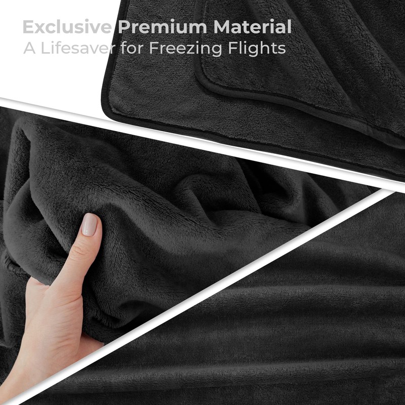 BOACAY 飛行機や車用の柔らかくて暖かい旅行用ブランケット - 女性、男性、子供にとっての長距離フライトの必需品 - 持ち運びに便利なスーツケースベルトとバックパッククリップ付きのコンパクトな枕