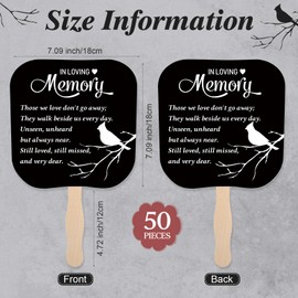 Yousoontic 50 Pcs Funeral Favors Fan Bulk Memorial Paper Handheld Fan Handheld Funeral Paper Fan with Wooden Handle Those We Love Don't Go Away Funeral Favor for Guest Funeral Services Condolence Gift